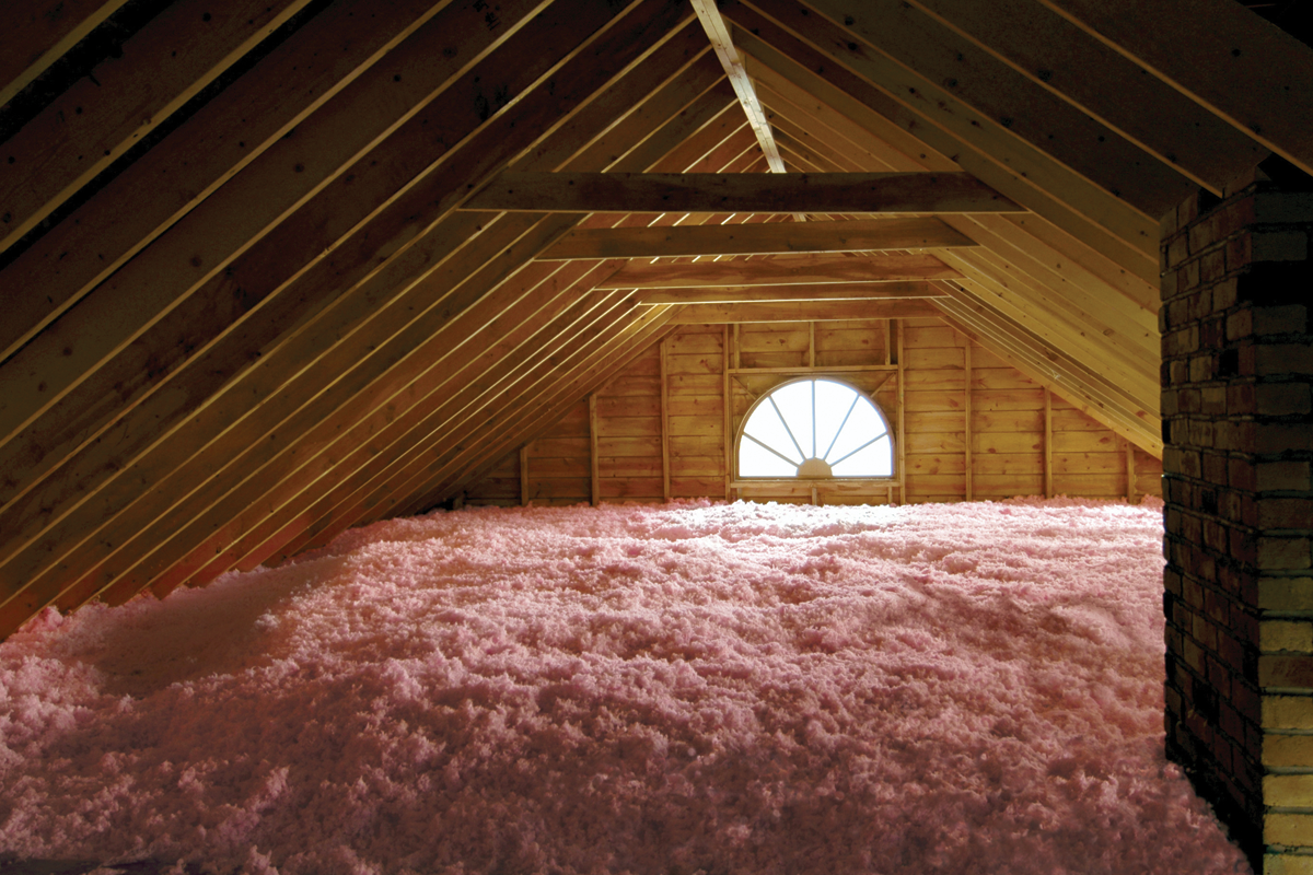 An Attic with Owens Corning Blown in Insulation recently Installed