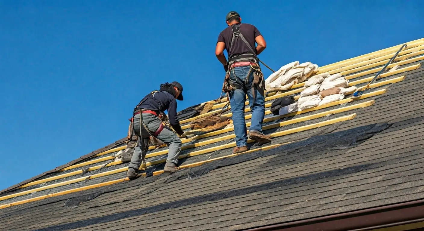 Storm-damaged roof on a Waldorf Maryland home being documented by JDH Remodeling HAAG Master Certified inspector after the July 2024 Charles County storm