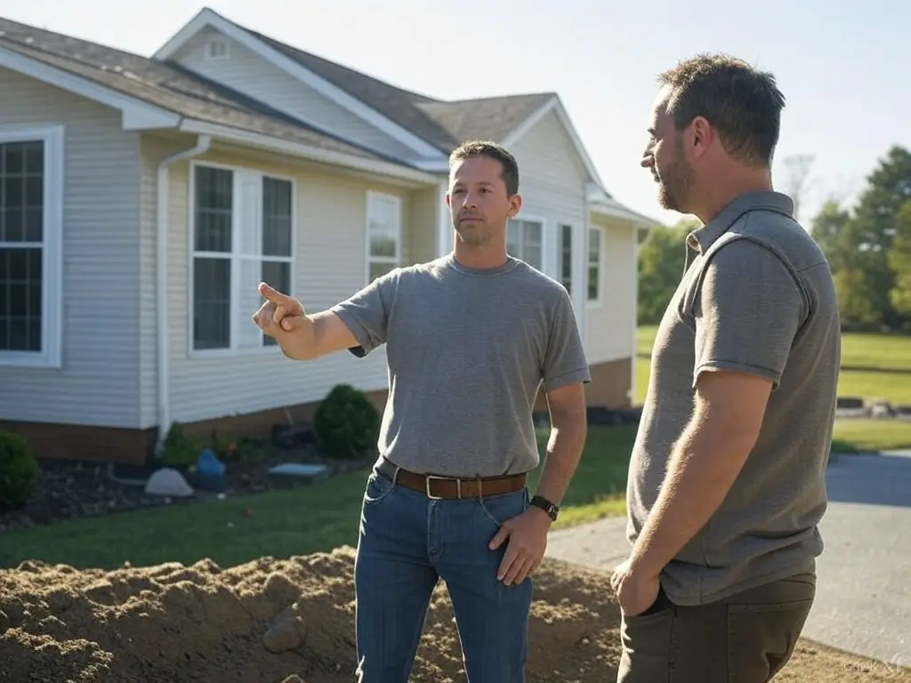 a homeowner discussing their roofing project in California MD with JDH Remodeling