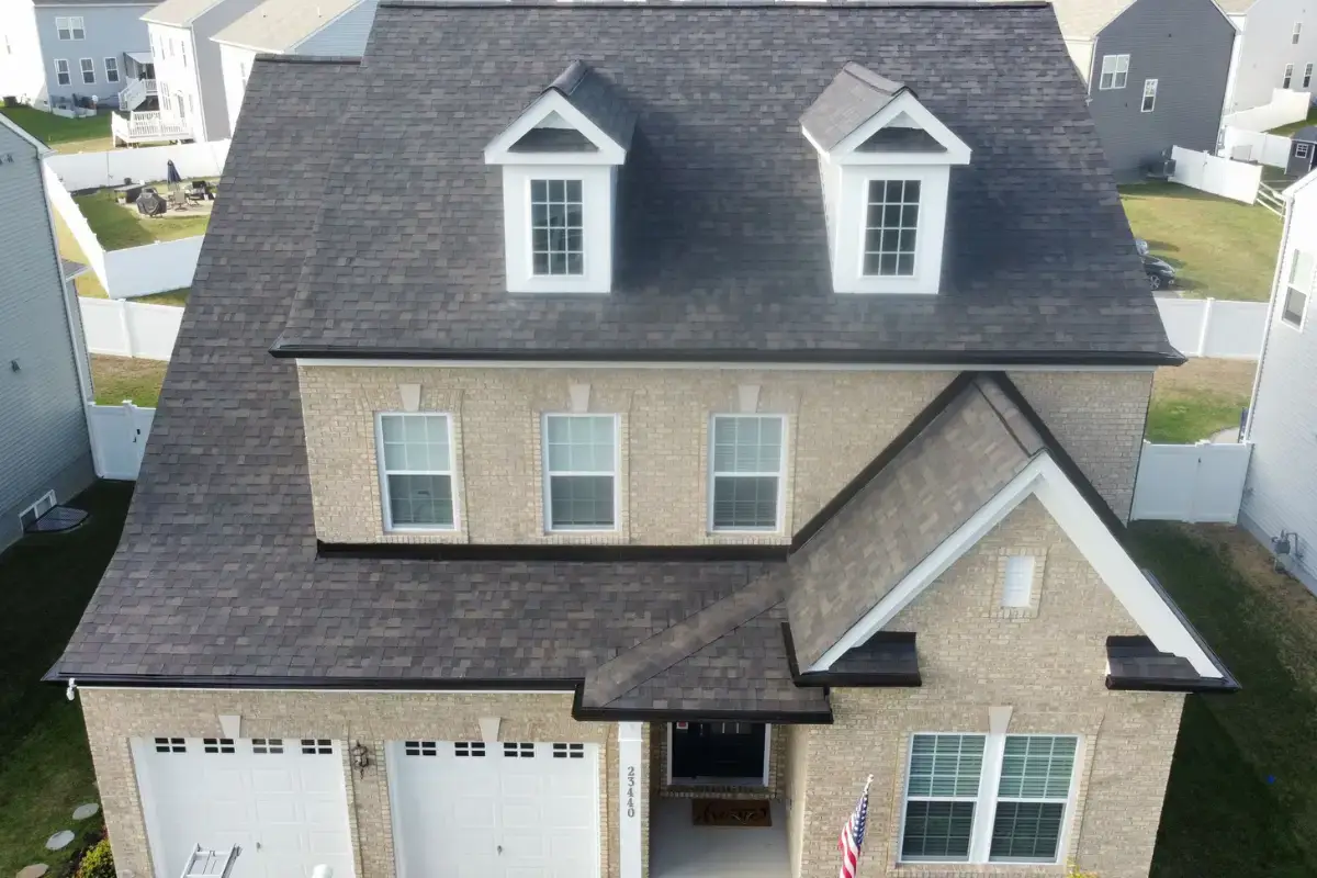 New roof and gutter system installed in California, MD, by JDH Remodeling.