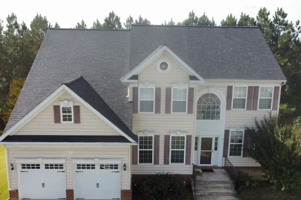 JDH Remodeling completed two-story Leonardtown Maryland home featuring new architectural shingle roof and exterior trim on a Clarks Rest planned-subdivision colonial
