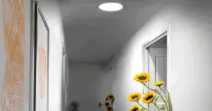 Tubular skylight (sun tunnel) installed in a hallway to provide natural daylight.