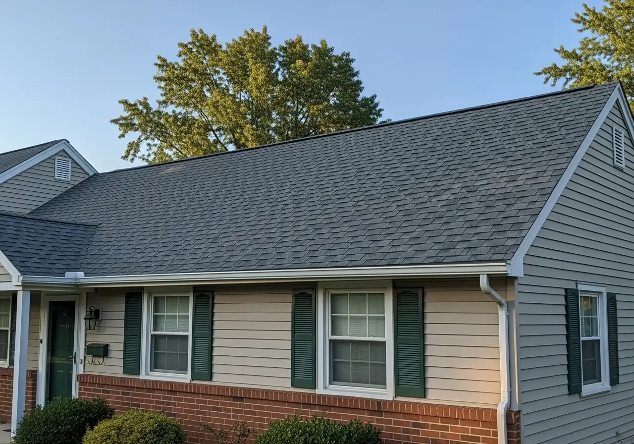 JDH Remodeling aerial completed Owens Corning Duration Estate Gray asphalt shingle roof replacement on a two-story Hollywood Maryland colonial inside the Leonardtown High School catchment