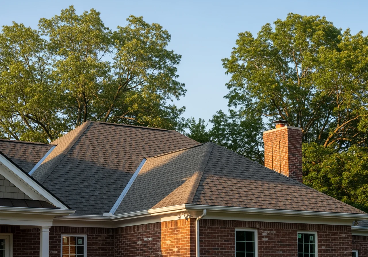 JDH Remodeling completed Owens Corning Duration Colonial Slate asphalt shingle roof on a Owings Maryland home with white exterior and red shutters as a State Farm Insurance roof inspection install