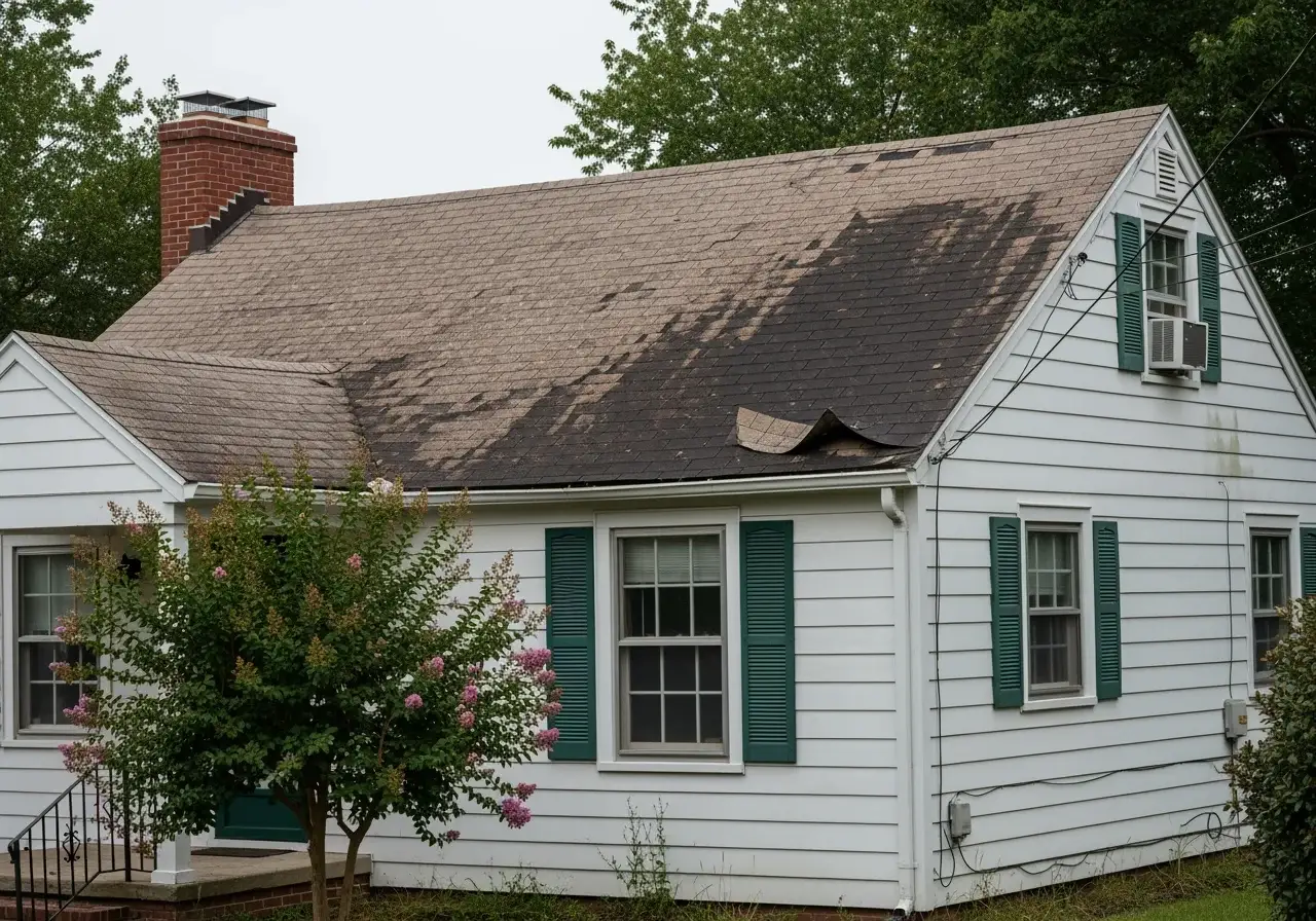 JDH Remodeling HAAG Master Certified roofer inspecting an autumn-covered Deale Maryland roof with clipboard documenting wear and pre-listing scope of work