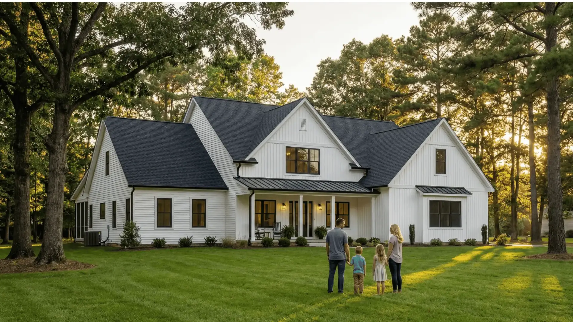 JDH Remodeling completed La Plata Maryland 20646 modern farmhouse exterior featuring new window installation alongside coordinated roofing siding and door upgrades across the Charles County seat housing stock