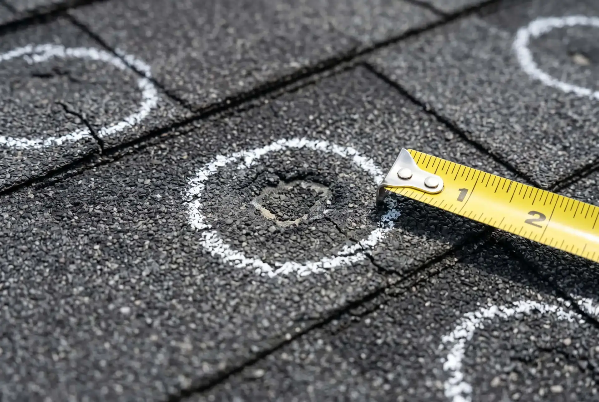 Hail and wind storm damage on Maryland roof inspected by JDH Remodeling HAAG Master Certified inspector