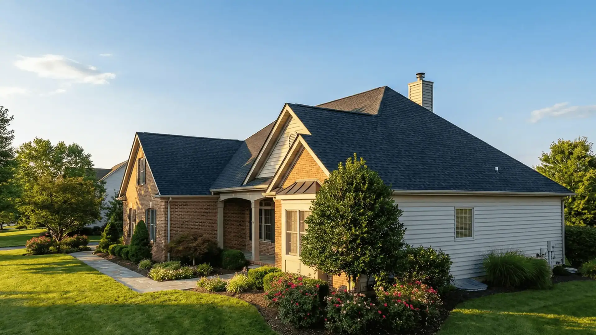 JDH Remodeling completed dark asphalt shingle roof replacement on a Fredericksburg Virginia home
