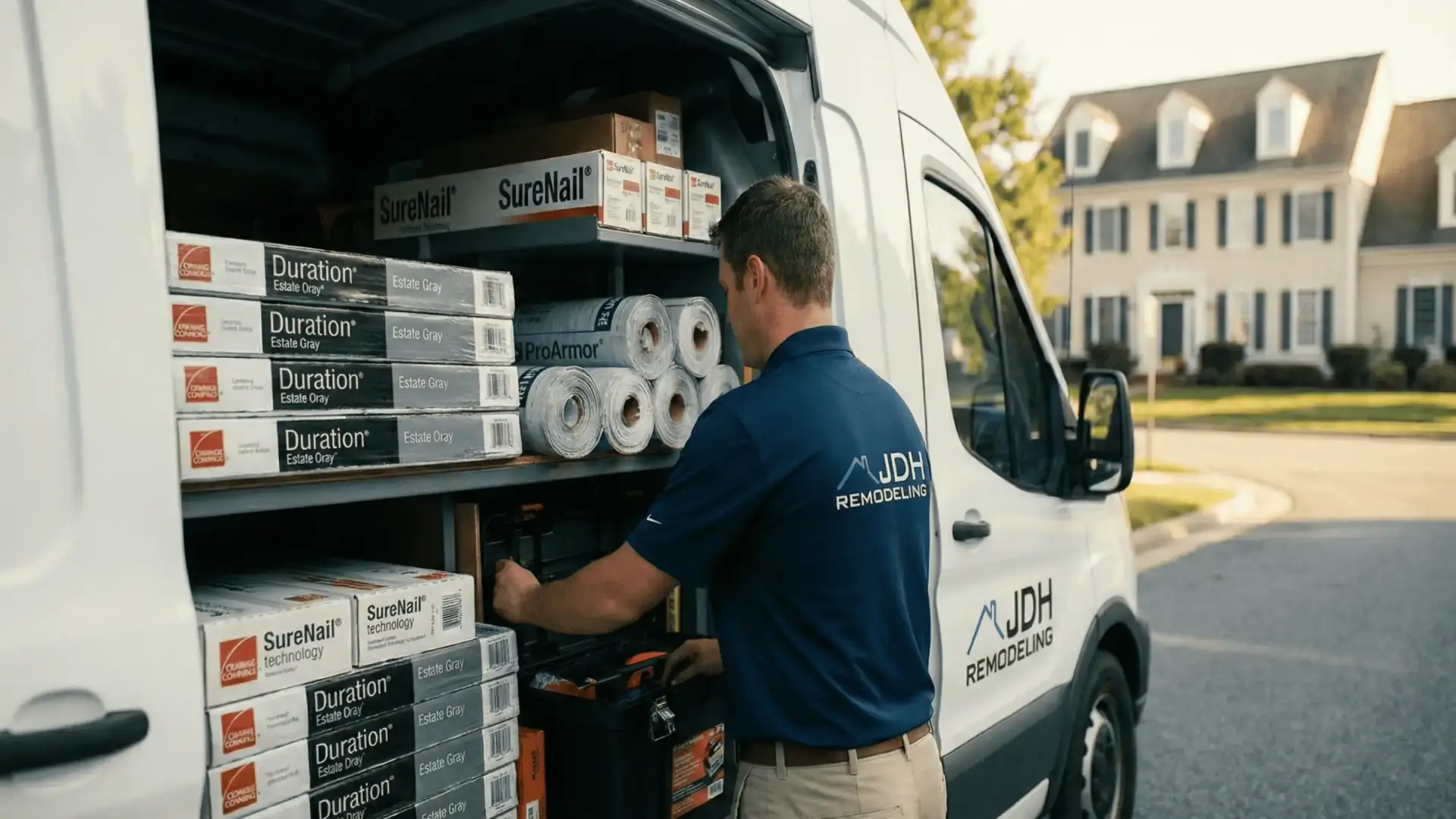 JDH Remodeling Professional Roof Repair Service Vehicle California MD