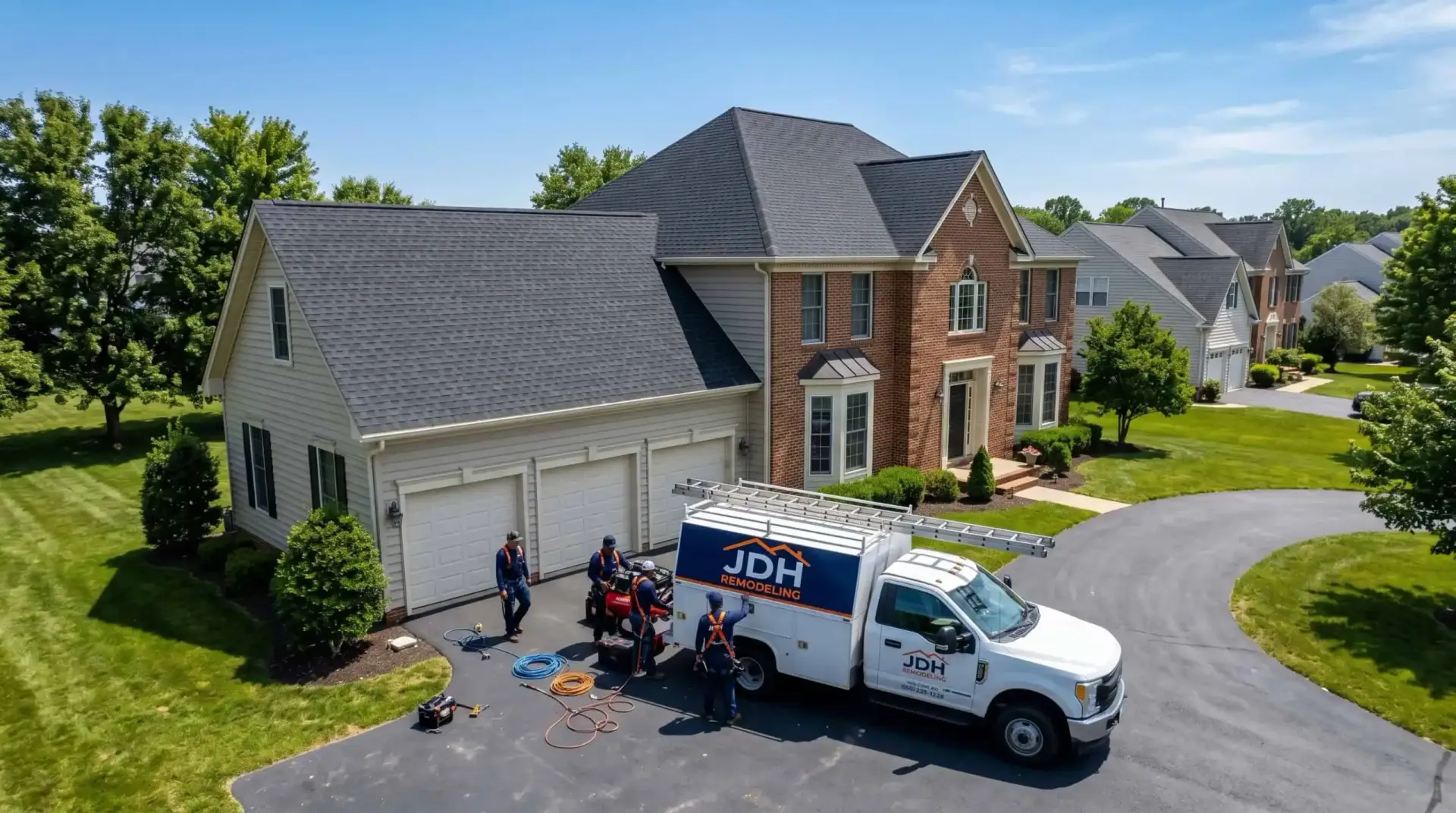 JDH Remodeling installing new Owens Corning roof on Waldorf Maryland subdivision home