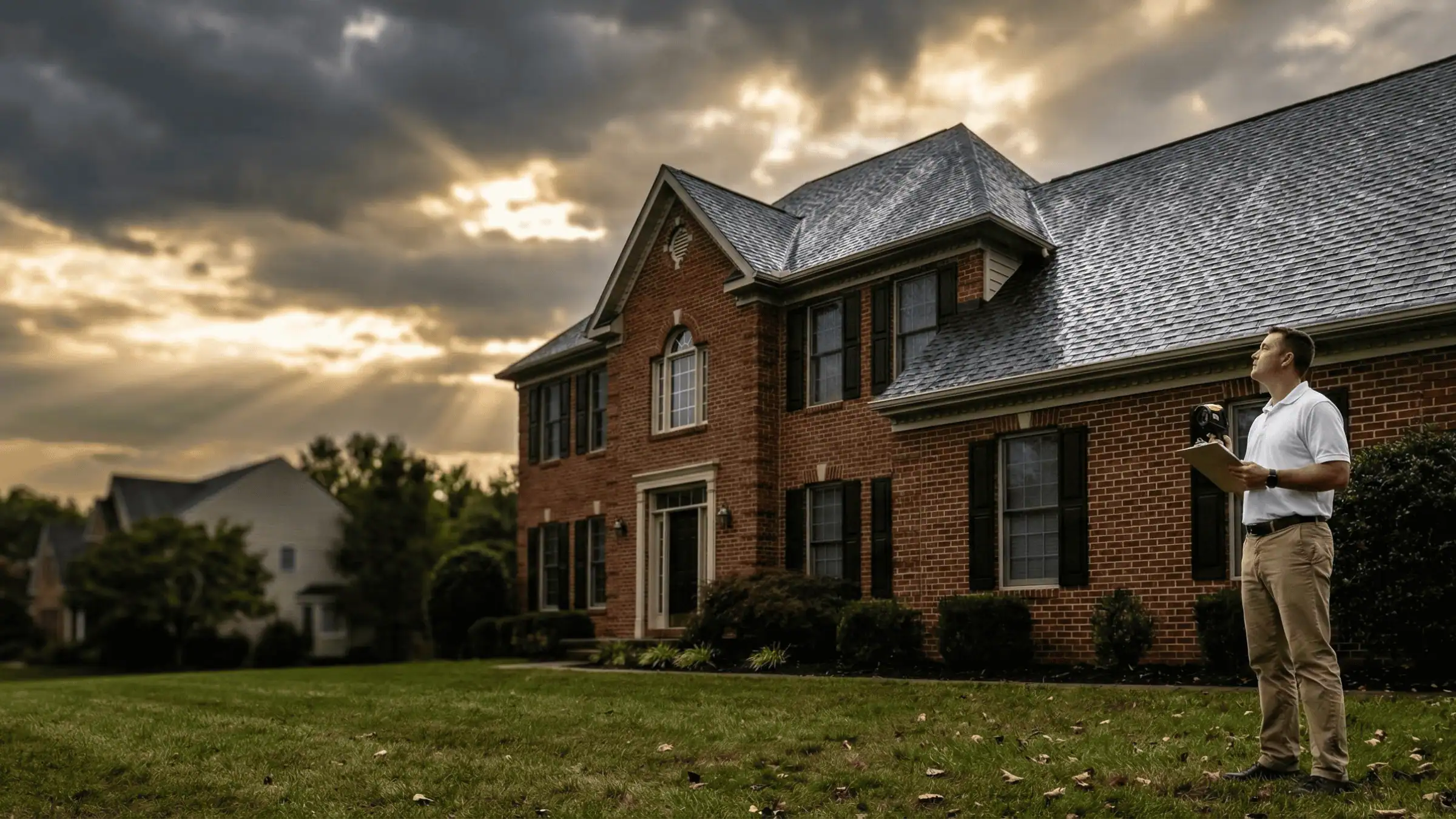 Forensic inspection of storm damage on a residential roof in Maryland