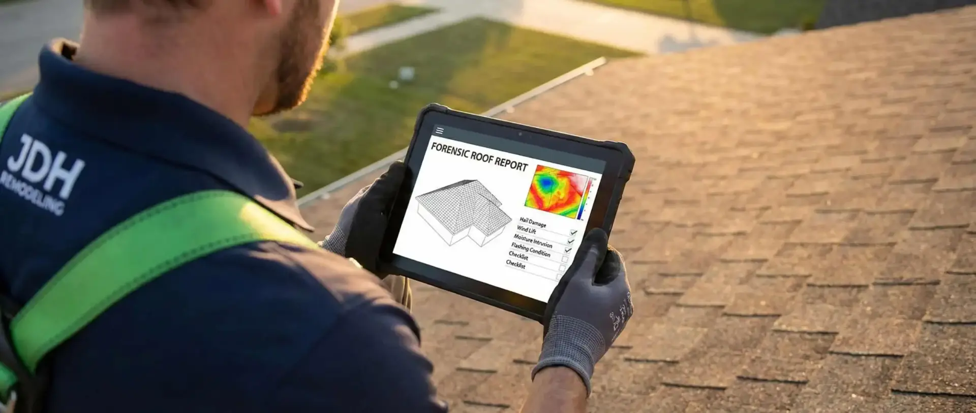 Professional JDH Remodeling roof inspection report documenting findings in Waldorf, Maryland