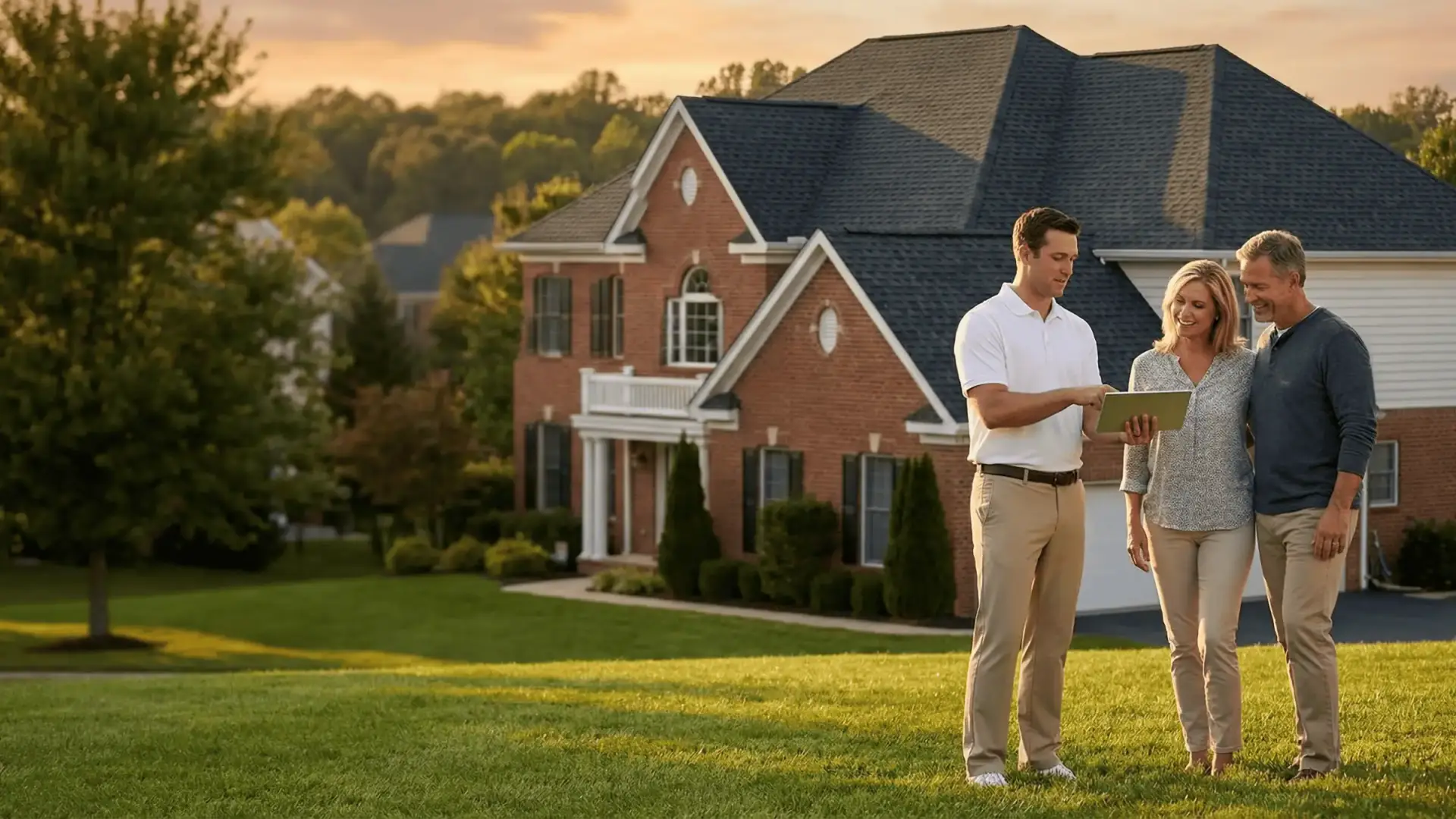 Completed asphalt shingle roof replacement on colonial home in Southern Maryland by JDH Remodeling