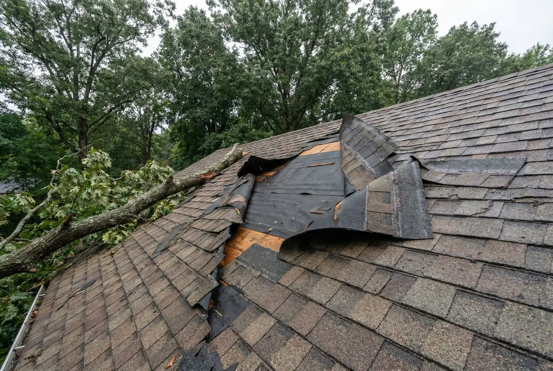 Wind-lifted shingles flagged during HAAG-certified inspection in Huntingtown, MD